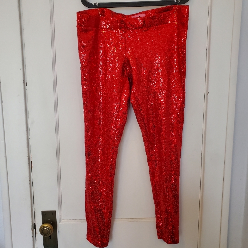 Tipsy Elves red sequin leggings